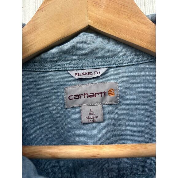 Carhartt Loose Fit Midweight Chambray Short Sleeve Shirt L Tall - Picture 4 of 8